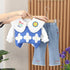 Floret Smiling Face Shirt Long Sleeve Three Piece Set
